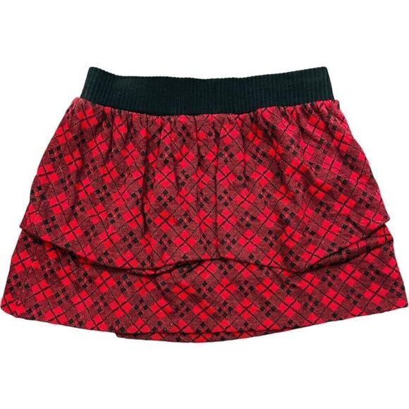 JUICY COUTURE Red Black Plaid Wool Cotton Elastic Waist Pull On Y2K Vibes Mini S - Picture 2 of 4